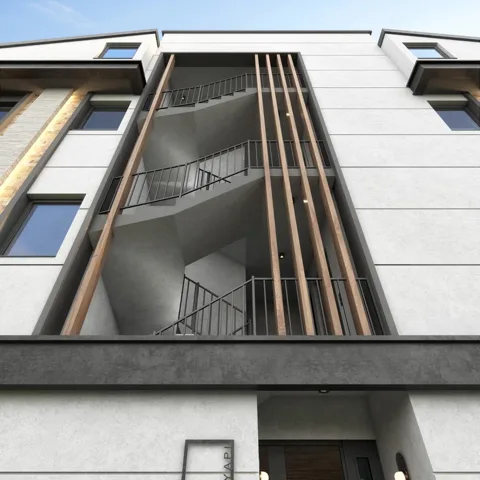 Esen & Hill blok cephesinde açık merdiven detayı