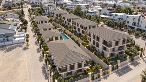Toryum Villas gündüz kuş bakışı site yerleşimi
