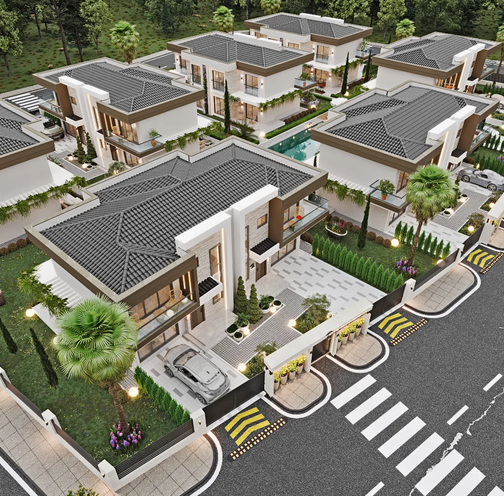 The Mandarin villa kompleksi kuş bakışı görünüm